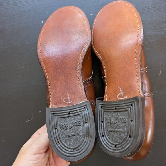 Vintage 50s Brown leather wingtip oxfords shoes deadstock lace up 1950s heels - Picture 4 of 9